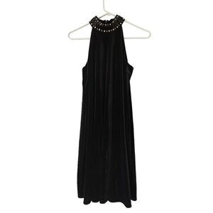 Brand New Kaari Blue Women's Size 2 Black Velvet Halter Neck Swing Maxi Dress